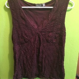 Wine lace tank top